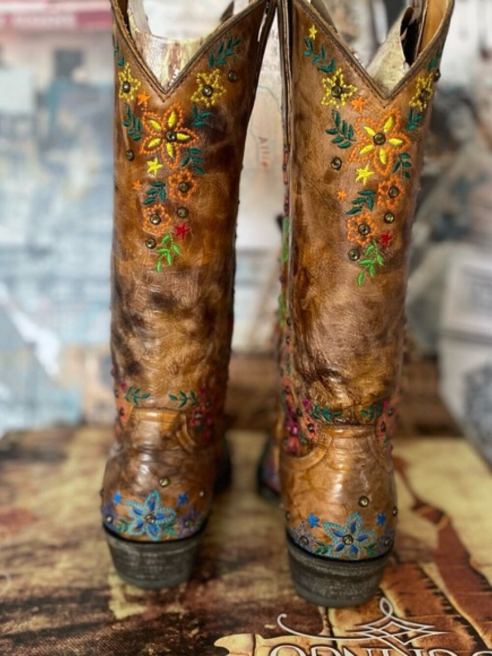 Old Gringo Sozey Swarovski Studded Brass Leather Boots Women's 7B NEW IN BOX - Picture 4 of 11
